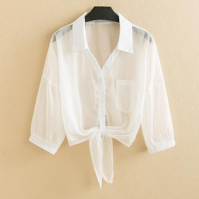 Alba Sheer Tie-Front Shirt