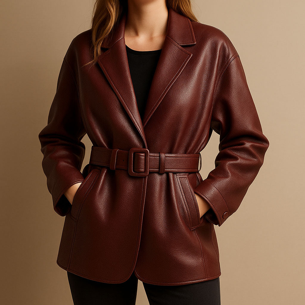 Emily Leather Belted Jacket