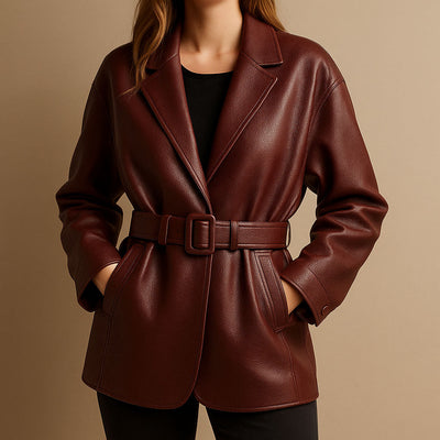 Emily Leather Belted Jacket