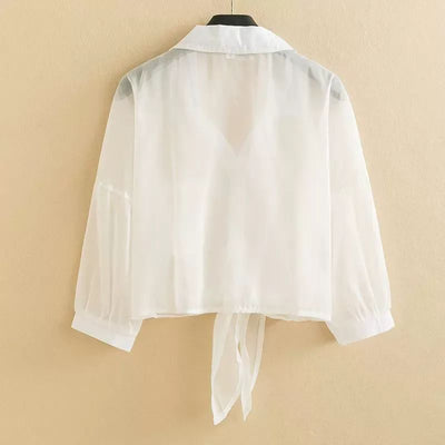 Alba Sheer Tie-Front Shirt