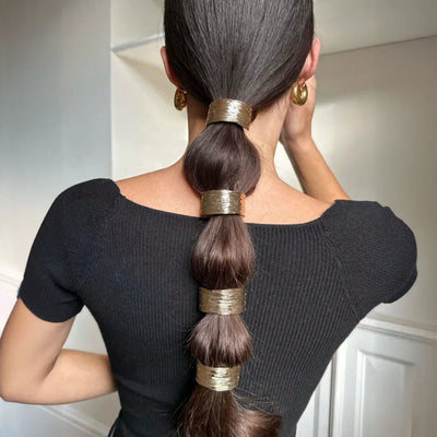 Lucia Polished Gold 4-Piece Hair Rings