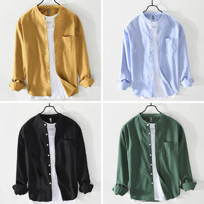Adrien Cotton Collarless Shirt
