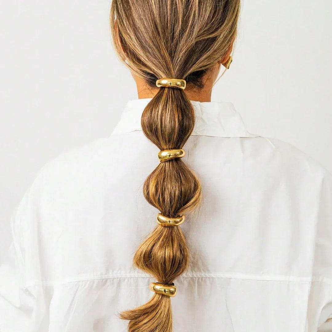Lucia Polished Gold 4-Piece Hair Rings