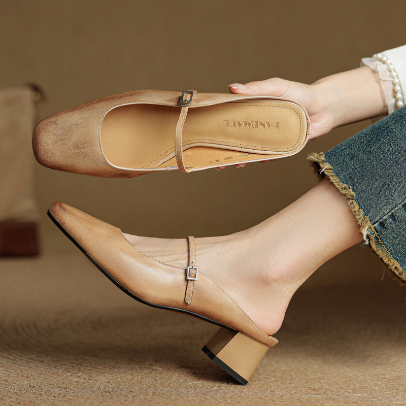 Carina Leather Mary Jane Mules