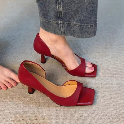 Valeria Leather Mid-Heel Pumps