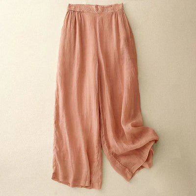 Alba Embroidered Linen Palazzo Pants