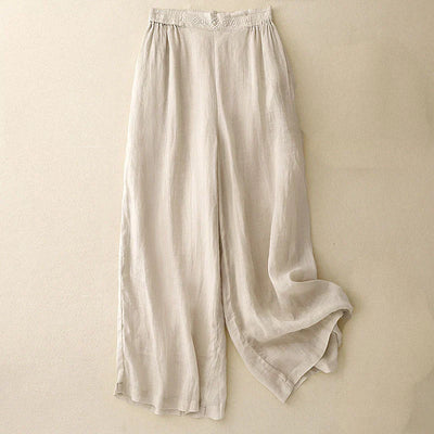 Alba Embroidered Linen Palazzo Pants