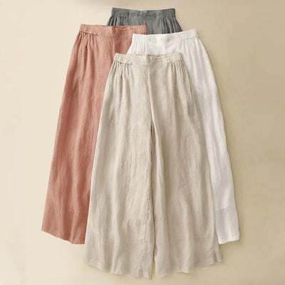 Alba Embroidered Linen Palazzo Pants