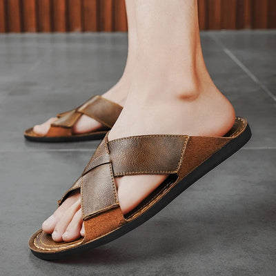 Aurelio Cross Leather Sandals
