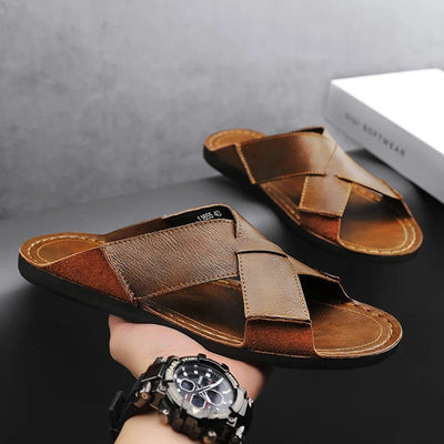 Aurelio Cross Leather Sandals