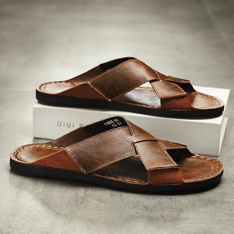 Aurelio Cross Leather Sandals