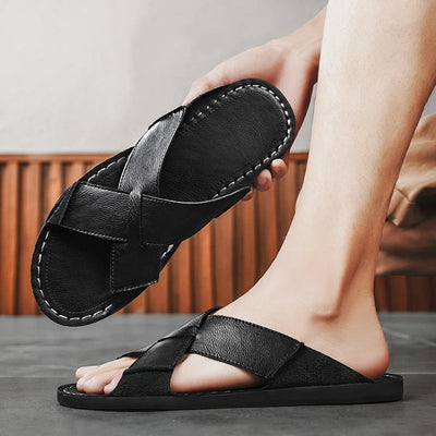 Aurelio Cross Leather Sandals