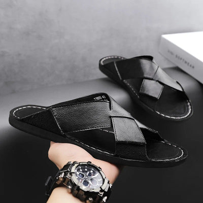 Aurelio Cross Leather Sandals