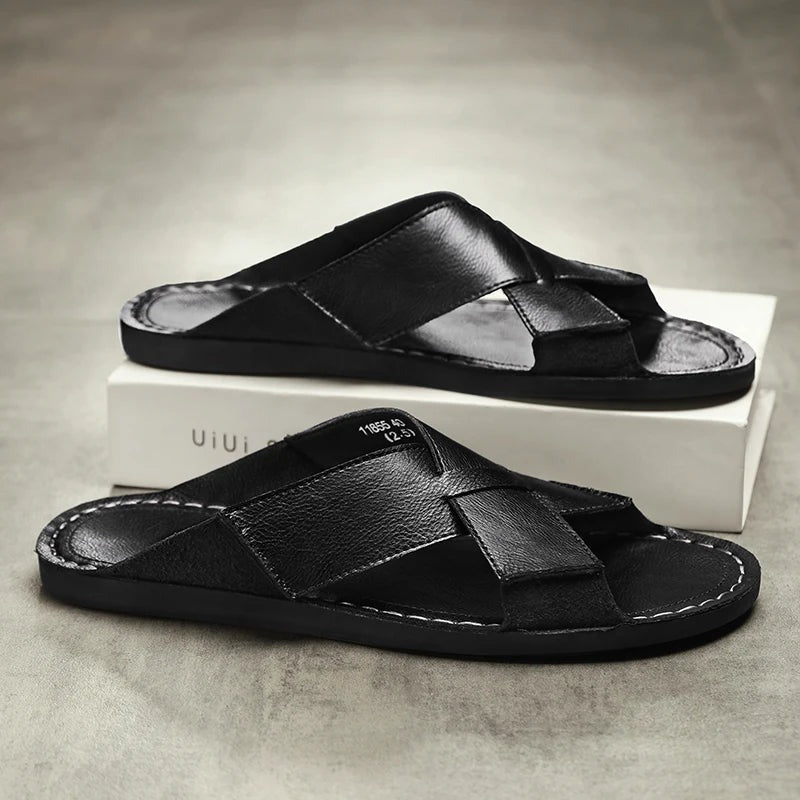 Aurelio Cross Leather Sandals