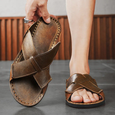 Aurelio Cross Leather Sandals