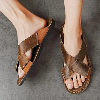 Aurelio Cross Leather Sandals