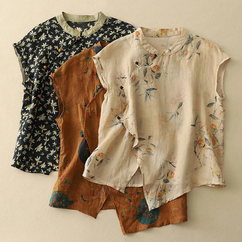Stella Floral Linen Blouse